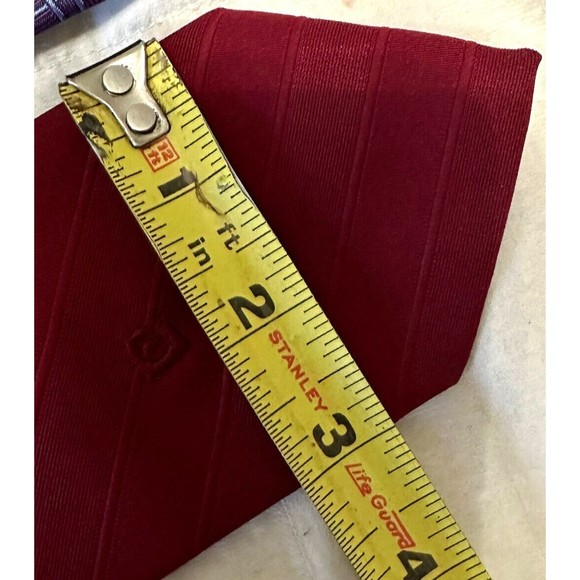 PIERRE CARDIN Neck Tie Mens Dark Red Solid Striped Simple Adult P Logo - Picture 9 of 9